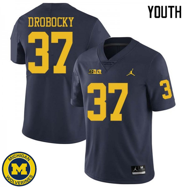 Youth Michigan Wolverines #37 Dane Drobocky Navy Jordan Brand Fashion Jersey